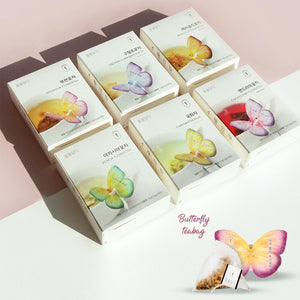 6 Butterfly Flower Tea Bag Orange Box - BotoxBarb 